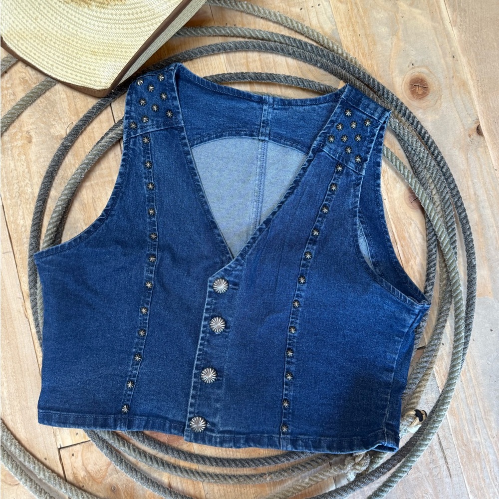 Studded Denim Vest